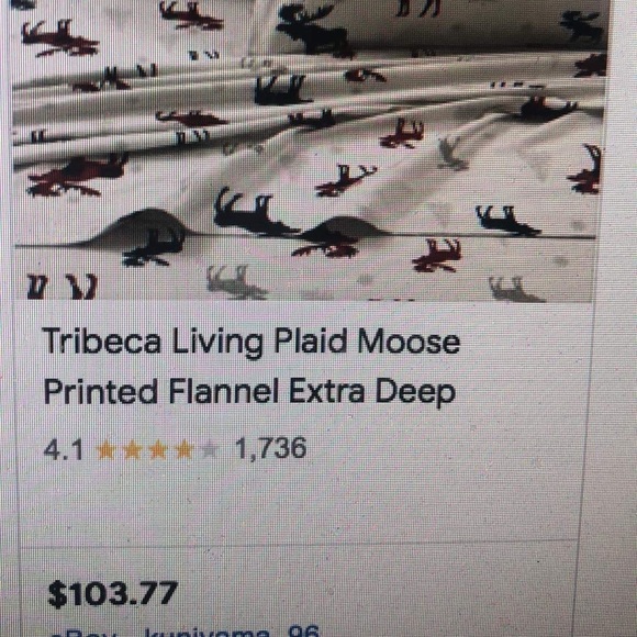 Tribeca Living FLANNEL Plaid Moose Printed Sheet Set Full - Picture 8 of 9